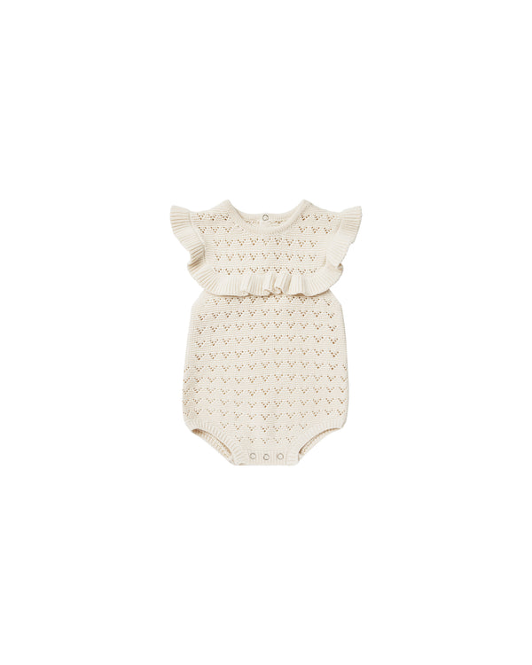 POINTELLE RUFFLE ROMPER | NATURAL