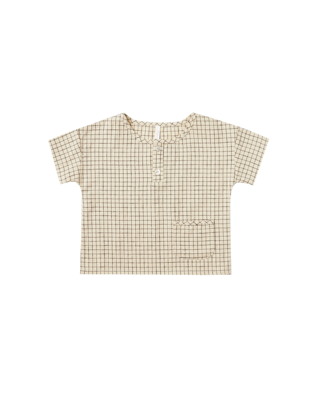 GRID WOVEN HENLEY TEE | BUTTER