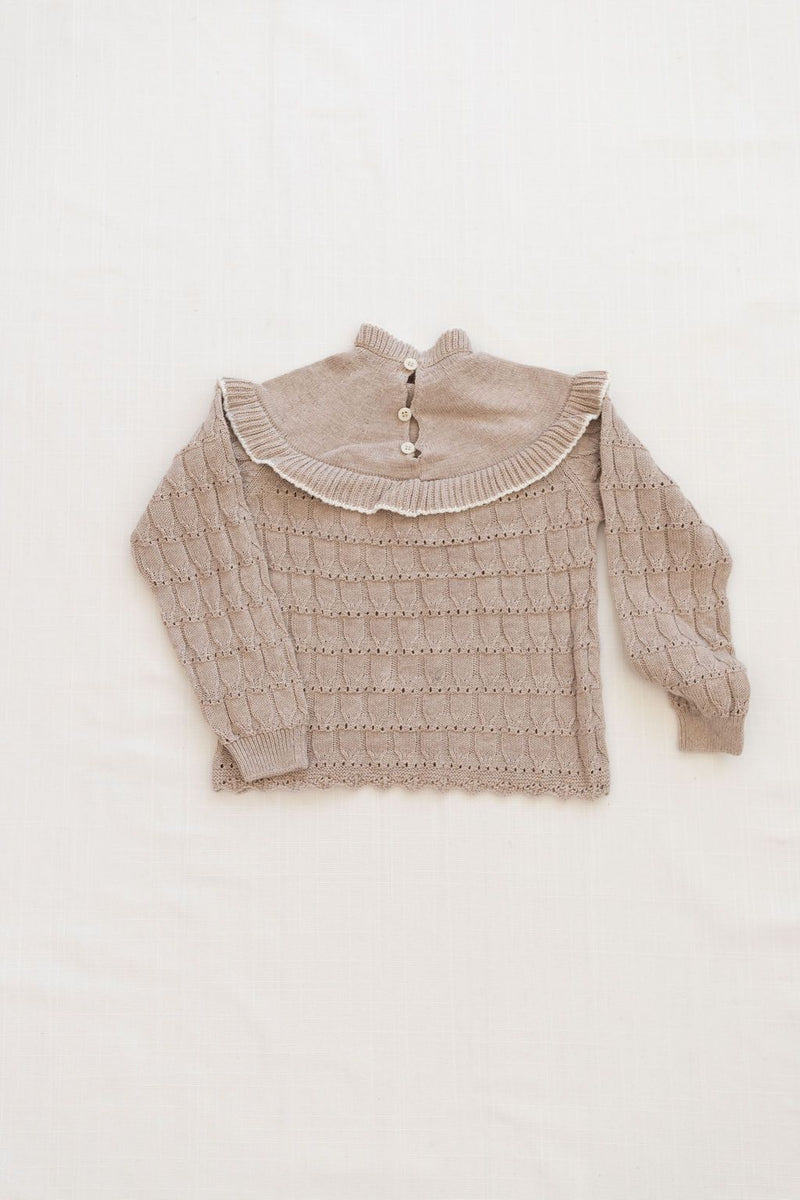 Bib Sweater | Flax with Milk trim