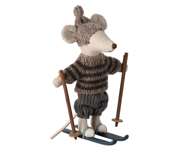 Winter mouse with ski set, Big brother | Grey