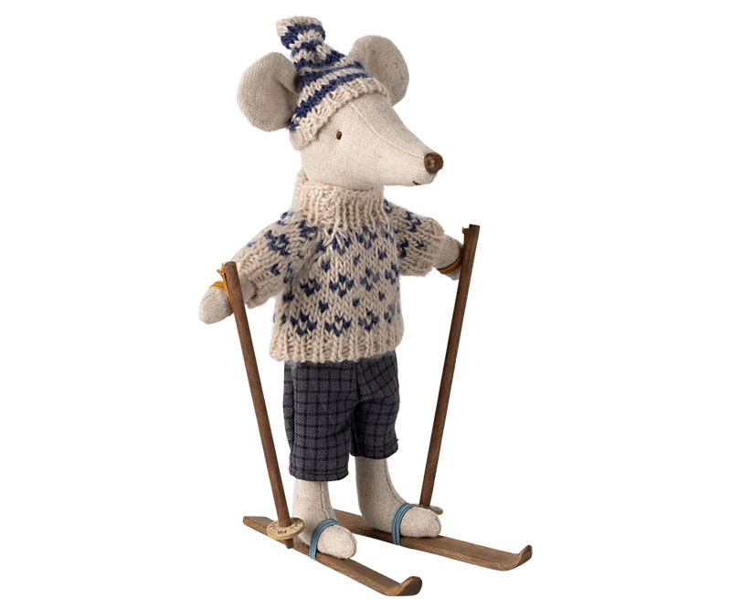 Winter mouse with ski set | Dad - Blue