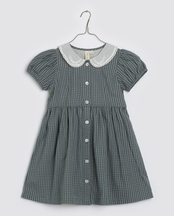 Organic Audrey Dress | Little Blue Check
