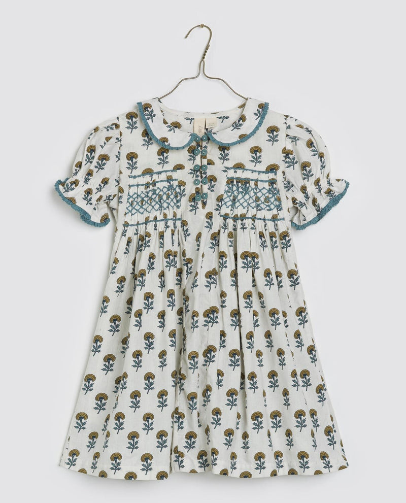 Organic Elizabeth Smocked Dress | Marigold Floral