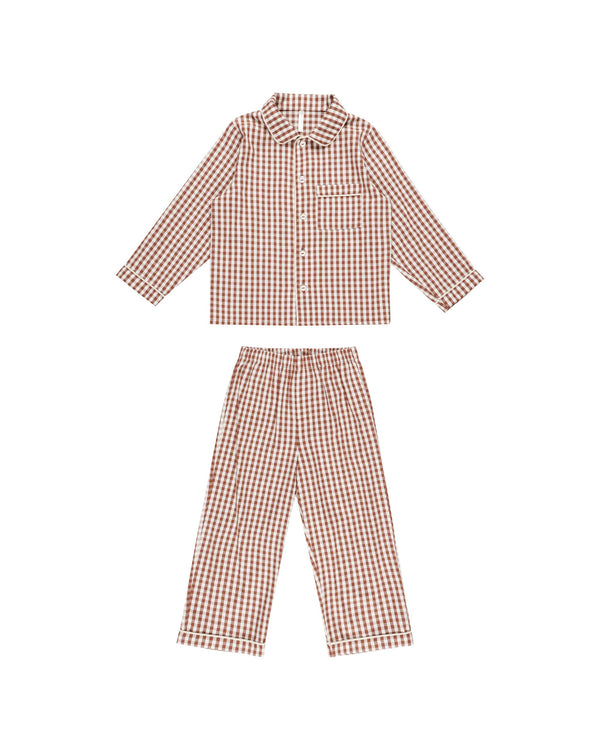 LONG SLEEVE PAJAMAS | BRICK GINGHAM