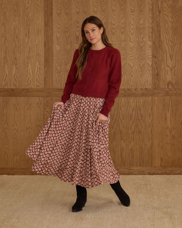 RUFFLE TIERED MIDI SKIRT | RUBY FLEUR