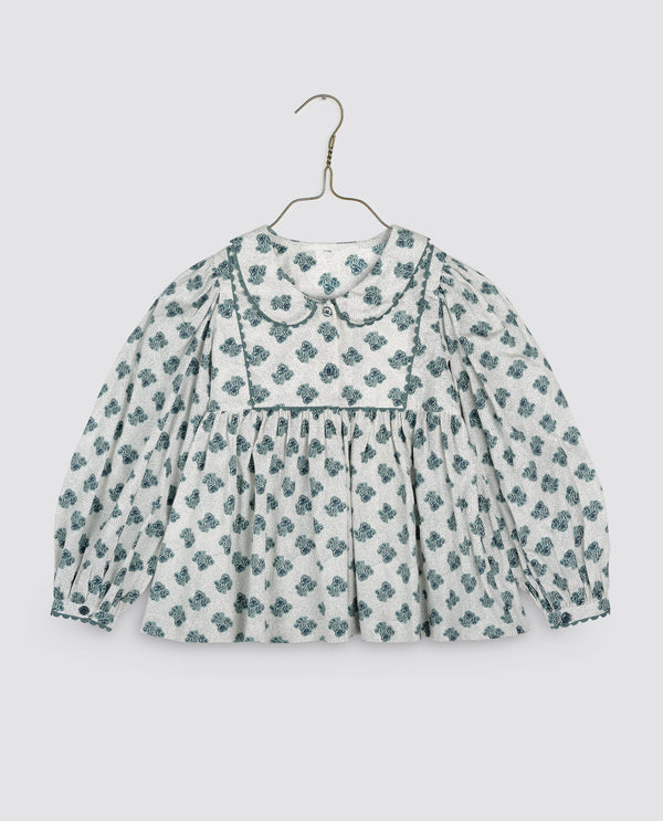 Esther Blouse |  Hollyhock Floral in Teal