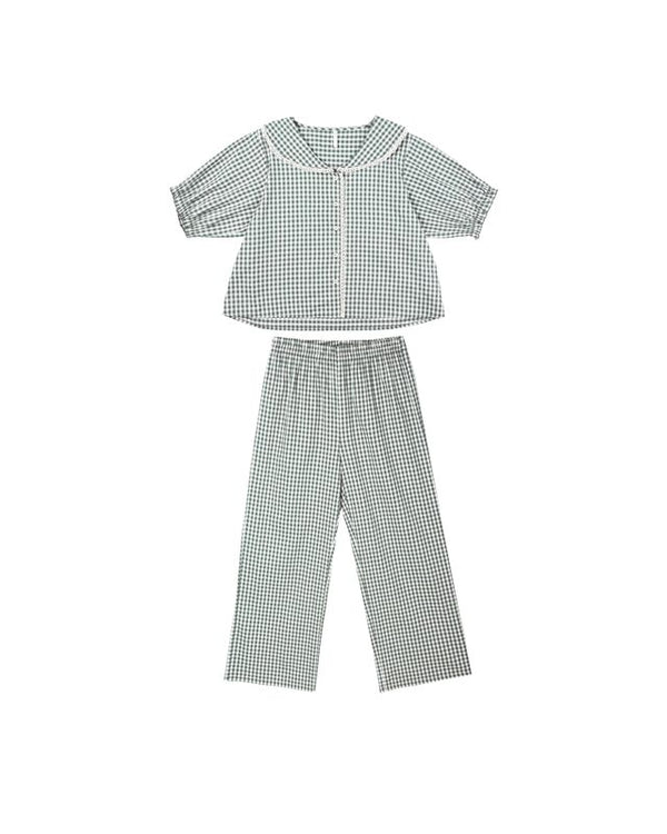 RUFFLE PAJAMAS | EVERGREEN GINGHAM