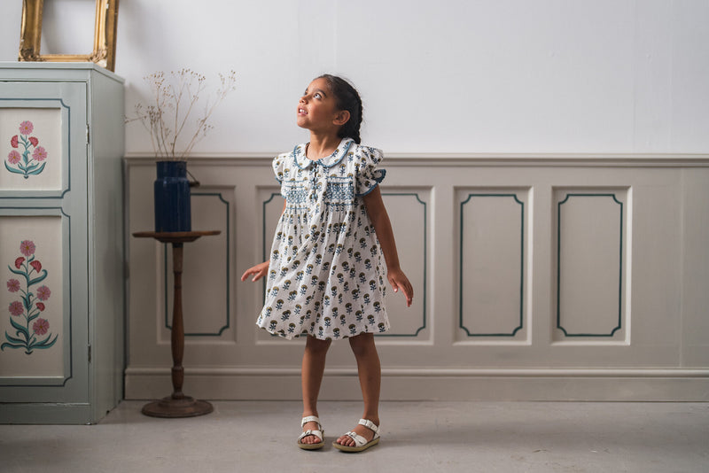 Organic Elizabeth Smocked Dress | Marigold Floral