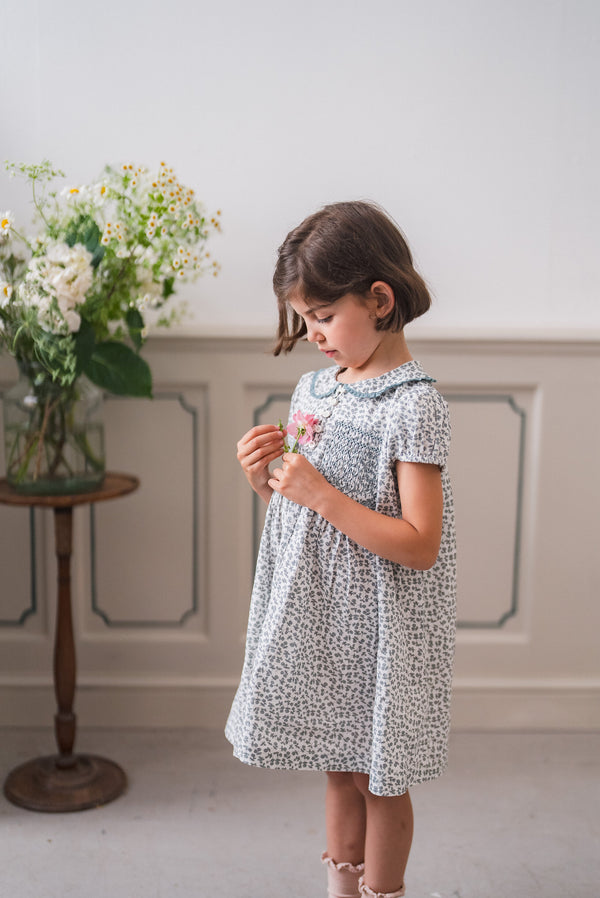 Organic Elizabeth Smocked Dress | Porcelain Floral