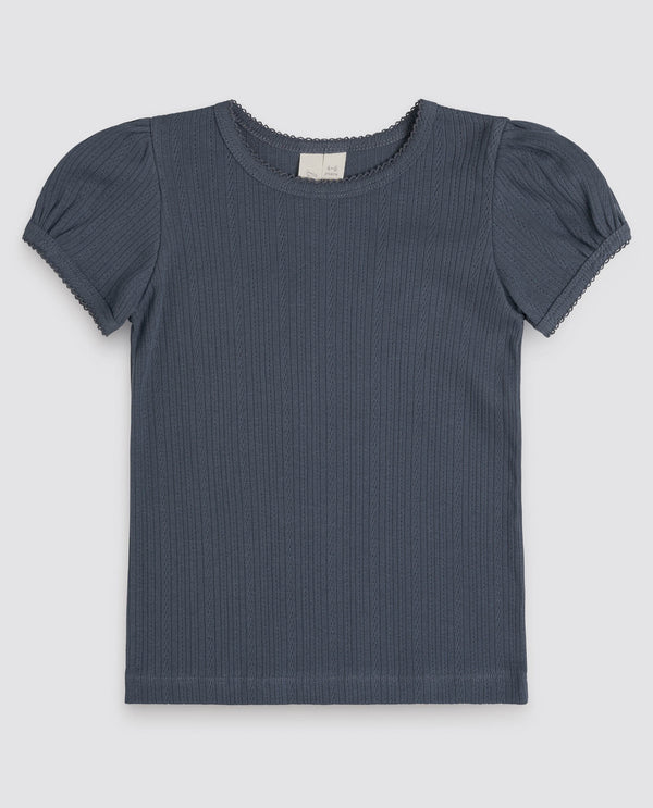 Organic Pointelle T-shirt | Storm Blue