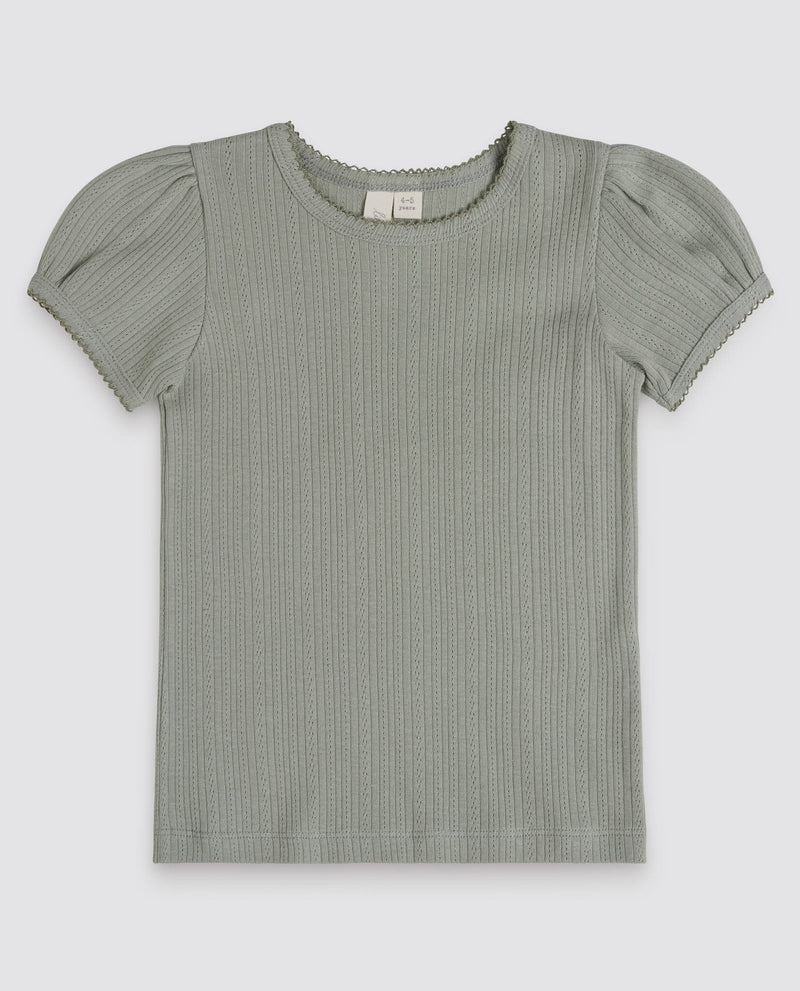 Organic Pointelle T-shirt | Mineral Green