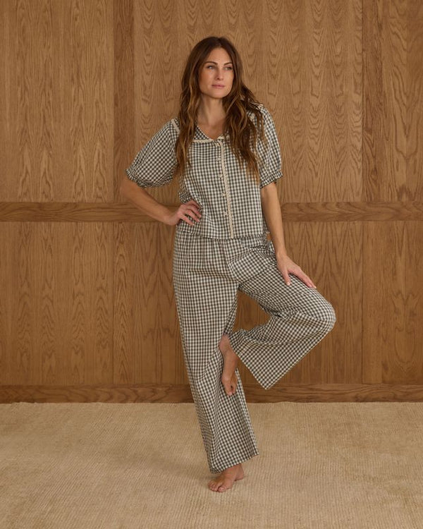 RUFFLE PAJAMAS | EVERGREEN GINGHAM
