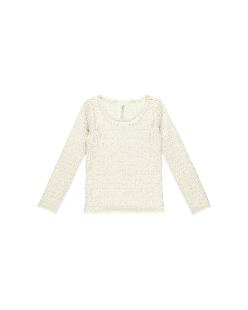 TEXTURED LONG SLEEVE TOP | IVORY