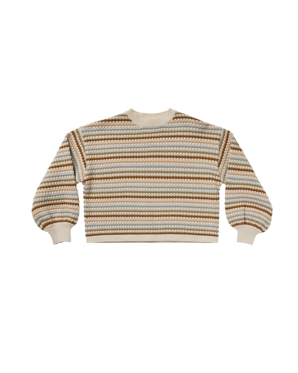 BOXY CROP SWEATER | HONEYCOMB STRIPE