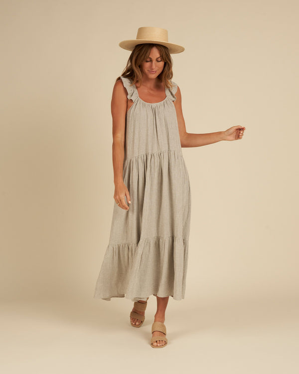 ABBIE TIERED MAXI | SAGE GINGHAM