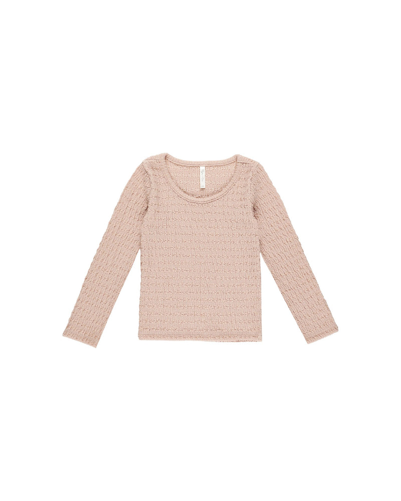 TEXTURED LONG SLEEVE TOP | ROSE