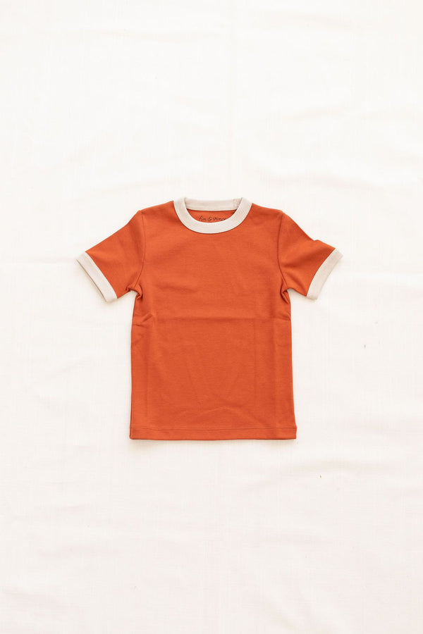 Vintage Tee | red rock with oatmeal trim