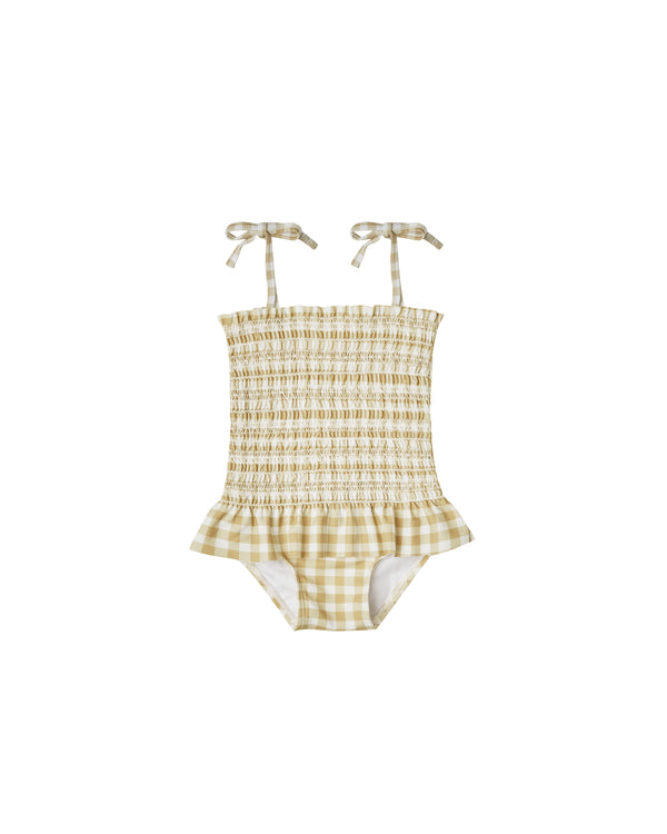 SMOCKED SKIRTED ONEPIECE | BUTTER GINGHAM