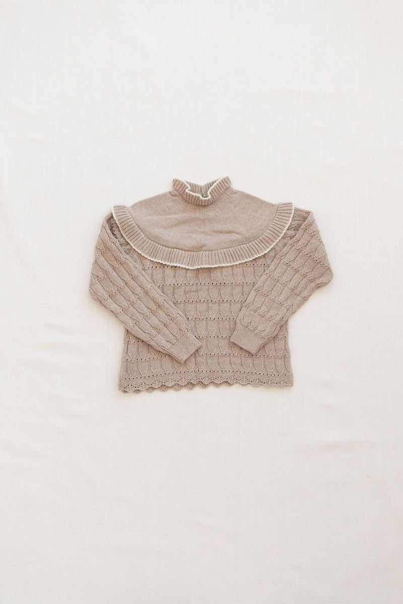 Bib Sweater | Flax with Milk trim