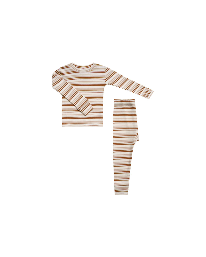 ribbed striped pajama set | Oat cinnamon