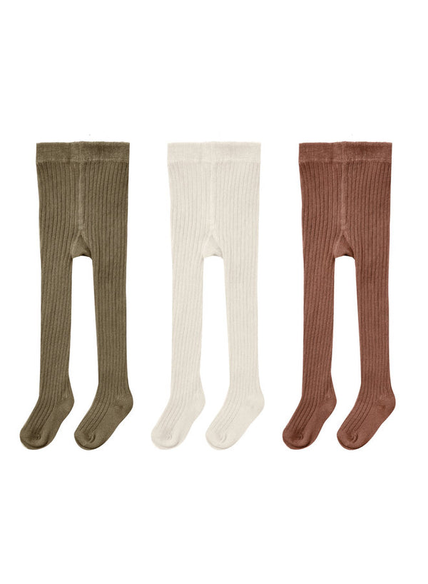 SOLID RIBBED TIGHTS 3 PACK | Olive, Stone, Wine